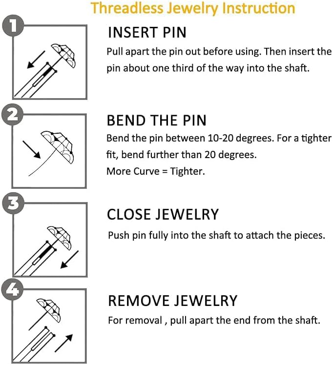 KaseStyle G23 Titanium Threadless Push-in Labret Lip Monroe Tragus Earrings Clear CZ Push Back Stud Helix Piercing Jewerly for Men Women - Image 3